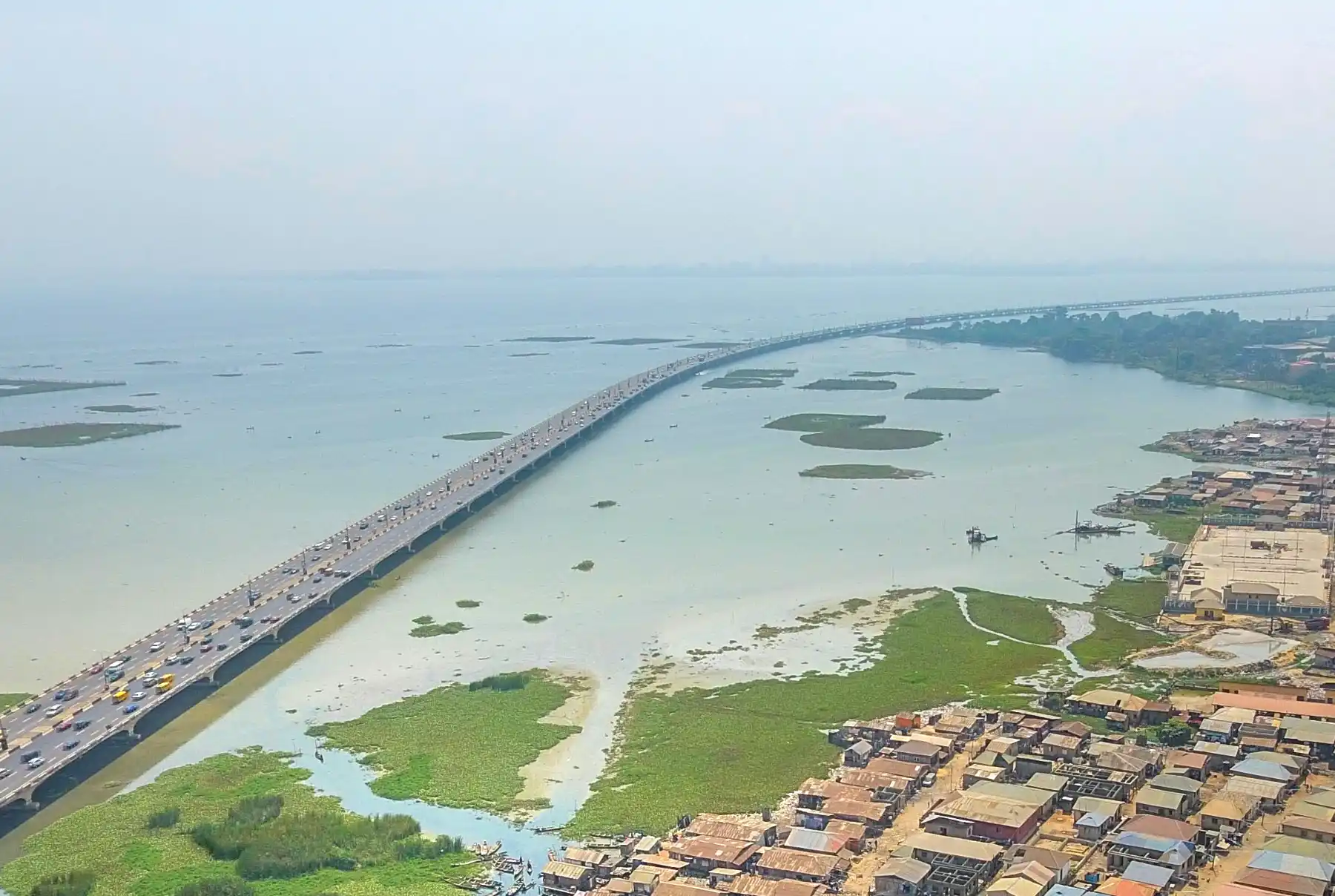Third Mainland Bridge crossing Lagos Lagoon showing transport routes across Lagos, Lagos for first timers, the wheatbaker